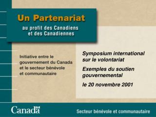 Symposium international sur le volontariat Exemples du soutien gouvernemental le 20 novembre 2001