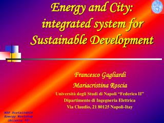 Energy and City: integrated system for Sustainable Development