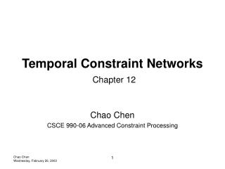 Temporal Constraint Networks Chapter 12