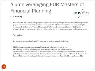 Alumnivereniging EUR Masters of Financial Planning