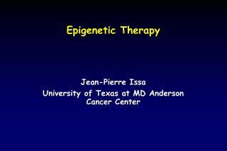 Epigenetic Therapy