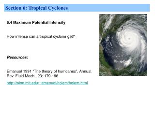 Section 6: Tropical Cyclones