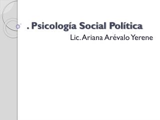 . Psicología Social Política