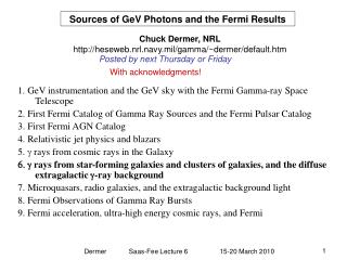 Sources of GeV Photons and the Fermi Results