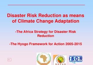 Disaster Risk Reduction as means of Climate Change Adaptation