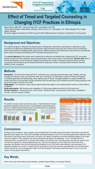 Effect of Timed and Targeted Counseling in Changing IYCF Practices in Ethiopia