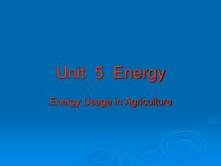 Unit 5 Energy