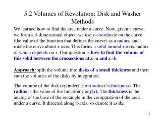 5.2 Volumes of Revolution: Disk and Washer Methods