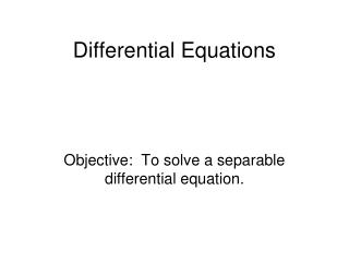 Differential Equations