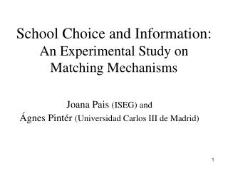 School Choice and Information: An Experimental Study on Matching Mechanisms