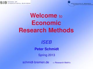 Welcome to Economic Research Methods ISEB