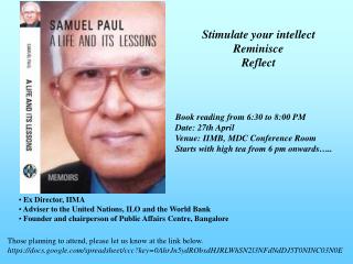 Ex Director, IIMA Adviser to the United Nations, ILO and the World Bank