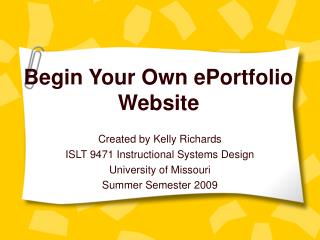 Begin Your Own ePortfolio Website