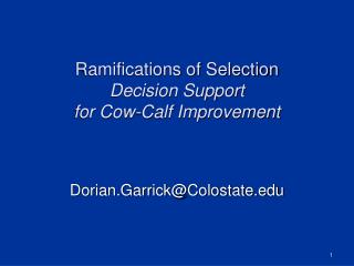 Ramifications of Selection Decision Support for Cow-Calf Improvement