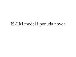 IS-LM model i ponuda novca