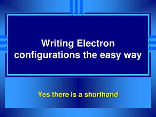 Writing Electron configurations the easy way