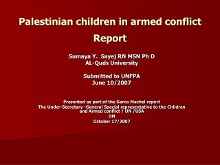 Palestinian children in armed conflict Report