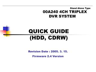 QUICK GUIDE (HDD, CDRW)