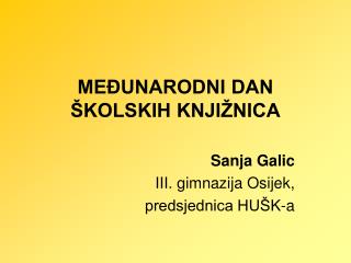 MEĐUNARODNI DAN ŠKOLSKIH KNJIŽNICA