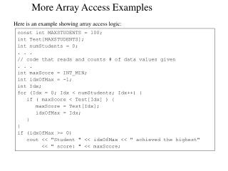 More Array Access Examples