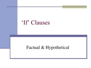‘If’ Clauses