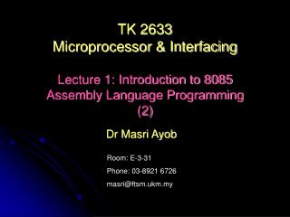 TK 2633 Microprocessor &amp; Interfacing