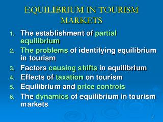 EQUILIBRIUM IN TOURISM MARKETS