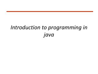 Introduction to programming in java