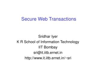 Secure Web Transactions