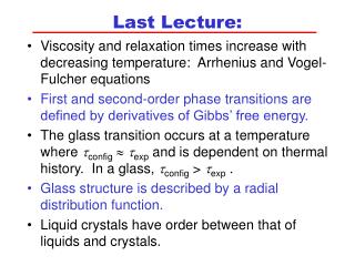 Last Lecture: