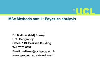 MSc Methods part II: Bayesian analysis
