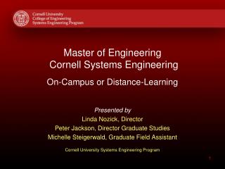 Master of Engineering Cornell Systems Engineering On-Campus or Distance-Learning