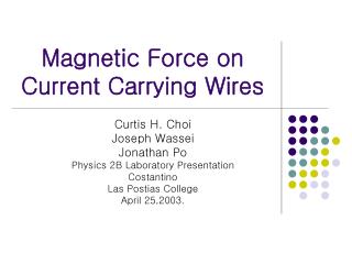 Magnetic Force on Current Carrying Wires
