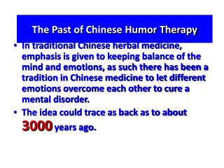 The Past of Chinese Humor Therapy