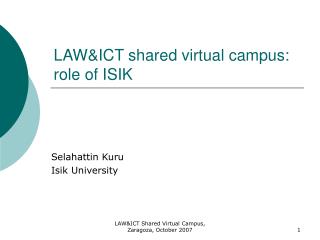 LAW&ICT shared virtual campus: role of ISIK