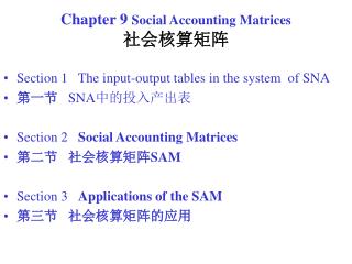 Chapter 9 Social Accounting Matrices 社会核算矩阵
