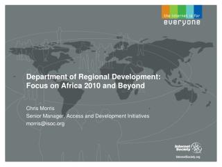 Department of Regional Development: Focus on Africa 2010 and Beyond