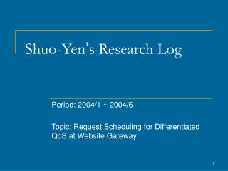 Shuo-Yen ’ s Research Log