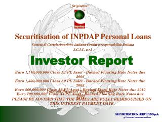 Securitisation of INPDAP Personal Loans
