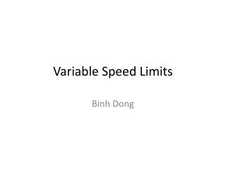 Variable Speed Limits