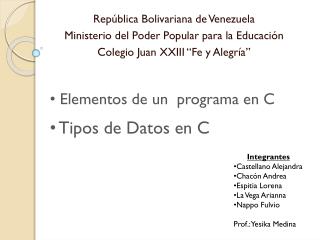 República Bolivariana de Venezuela Ministerio del Poder Popular para la Educación
