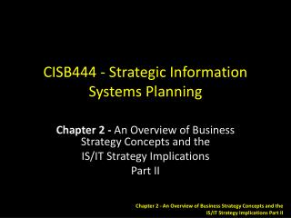 CISB444 - Strategic Information Systems Planning