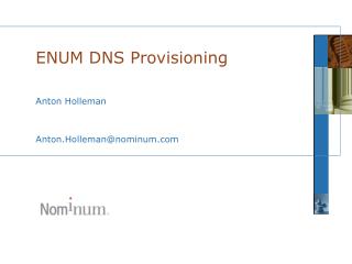 ENUM DNS Provisioning