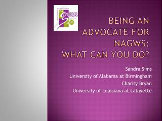 Being an Advocate for NAGWS: What Can You Do?