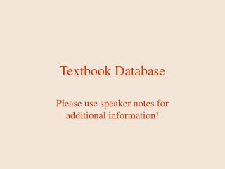 Textbook Database
