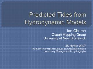 Predicted Tides from Hydrodynamic Models