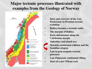 Major tectonic processes illustrated with examples from the Geology of Norway