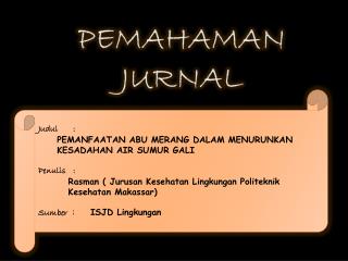 PEMAHAMAN JURNAL