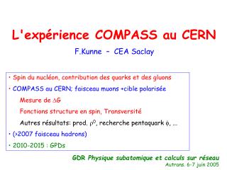 L'expérience COMPASS au CERN