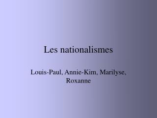 Les nationalismes